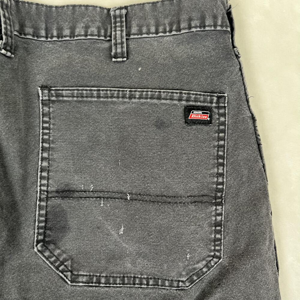 Dickies Carpenter Jeans Mens 38x32 Black Relaxed Straight Work Denim Faded Wash - Picture 11 of 13